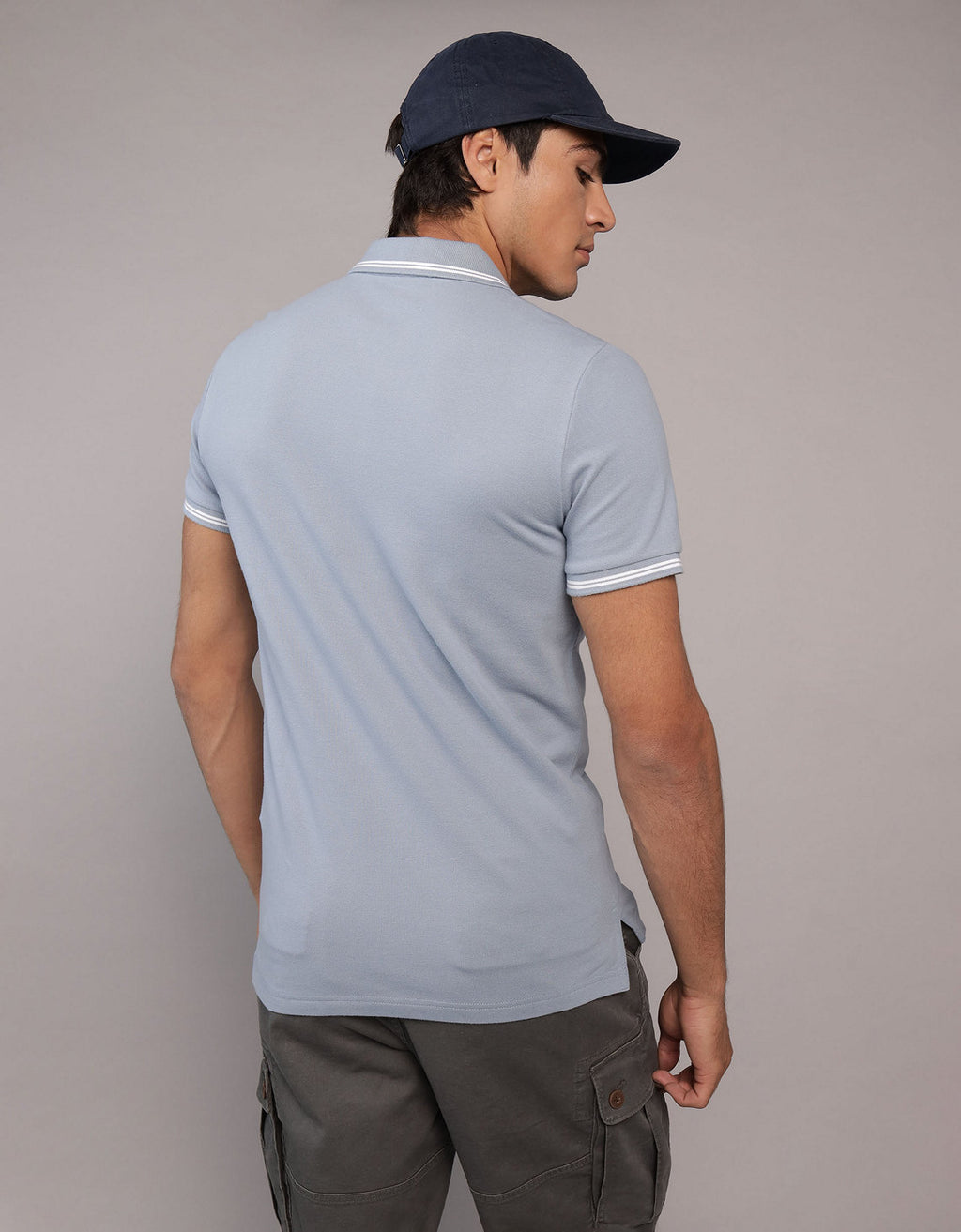 Camiseta Polo de Pique Slim Fit Ae - Azul 1165_9150_461_ob