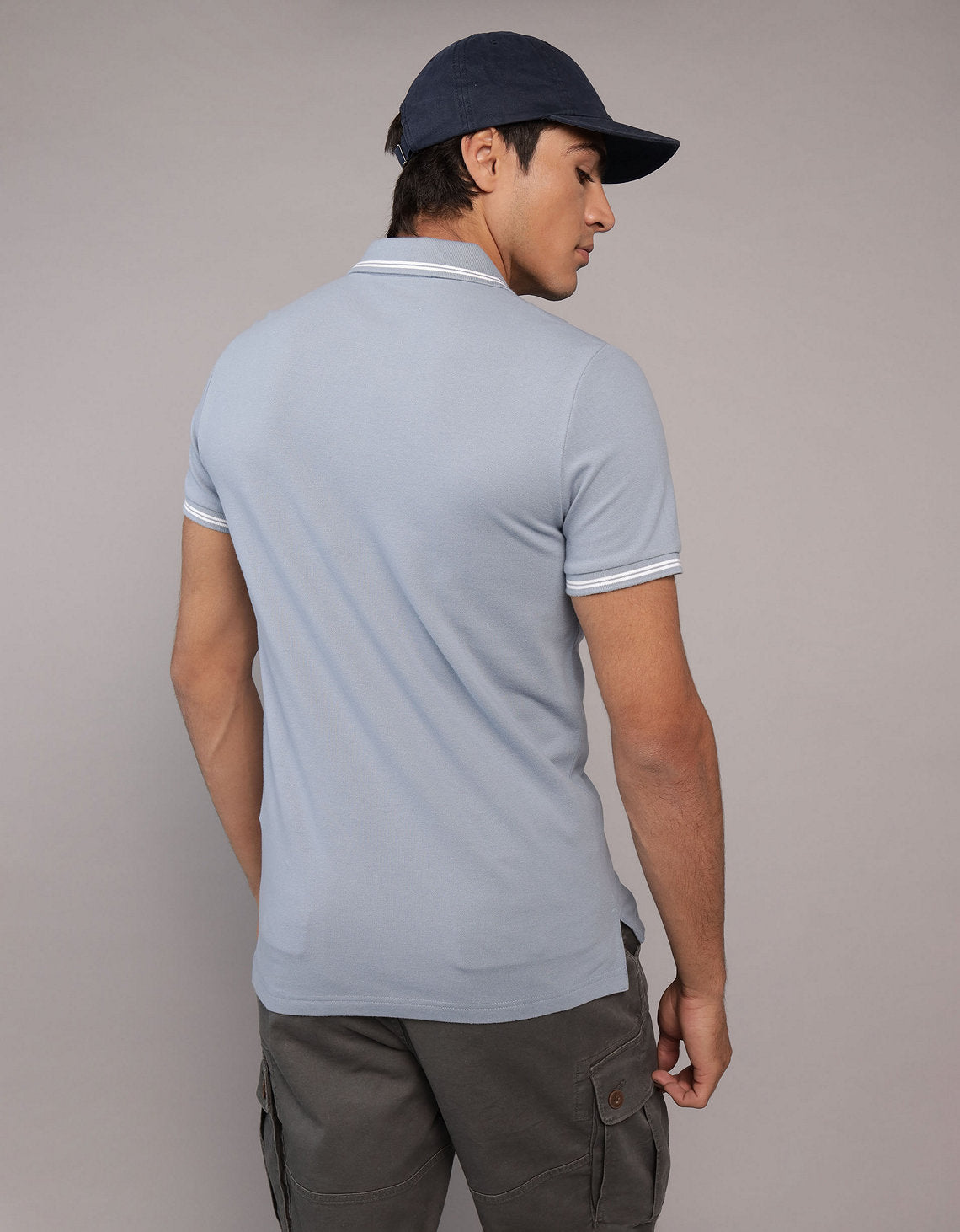 Camiseta Polo de Pique Slim Fit Ae - Azul 1165_9150_461_ob