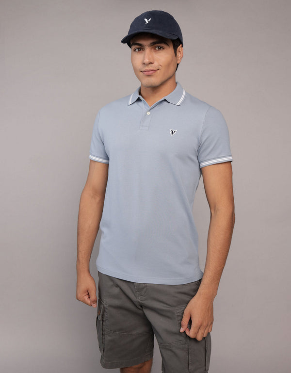 Camiseta Polo de Pique Slim Fit Ae - Azul