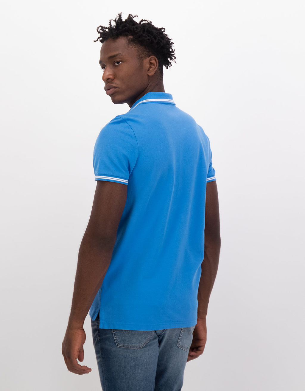 Camiseta Polo de Pique Slim Fit Ae - Azul 1165_9150_499_ob