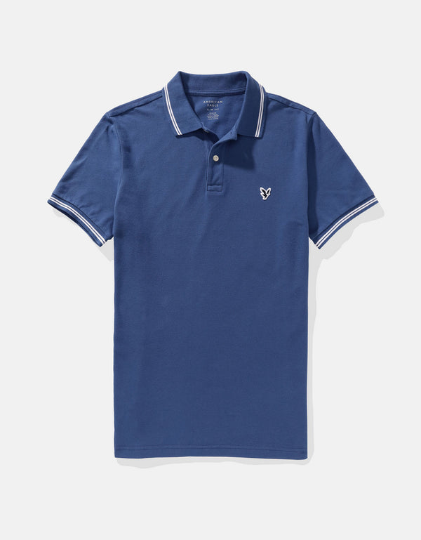 Camiseta Polo de Pique Slim Fit Ae - Azul