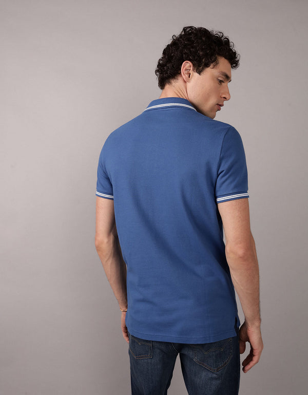Camiseta Polo de Pique Slim Fit Ae - Azul