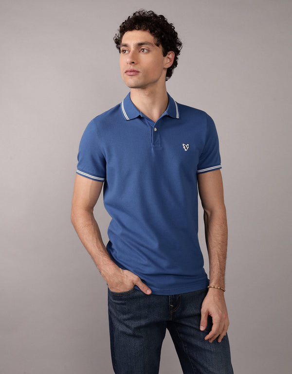 Camiseta Polo de Pique Slim Fit Ae - Azul