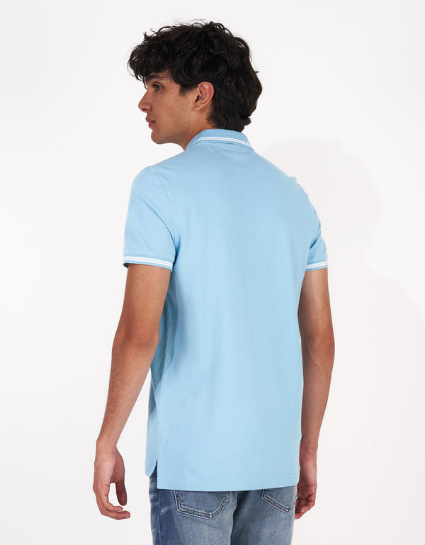 Camiseta Polo de Pique Slim Fit Ae - Azul