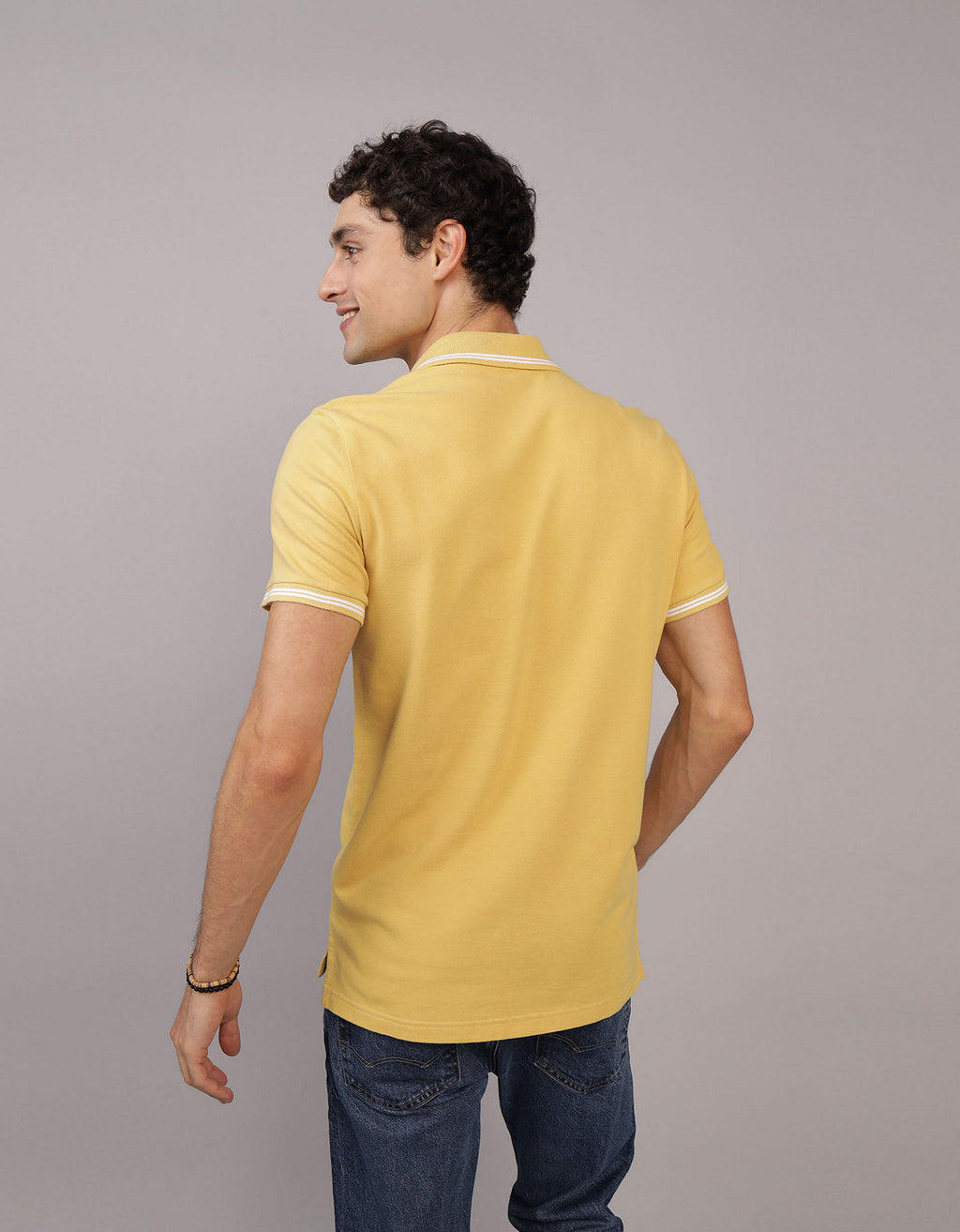 Camiseta Polo de Pique Slim Fit Ae - Dorado 1165_9150_760_ob