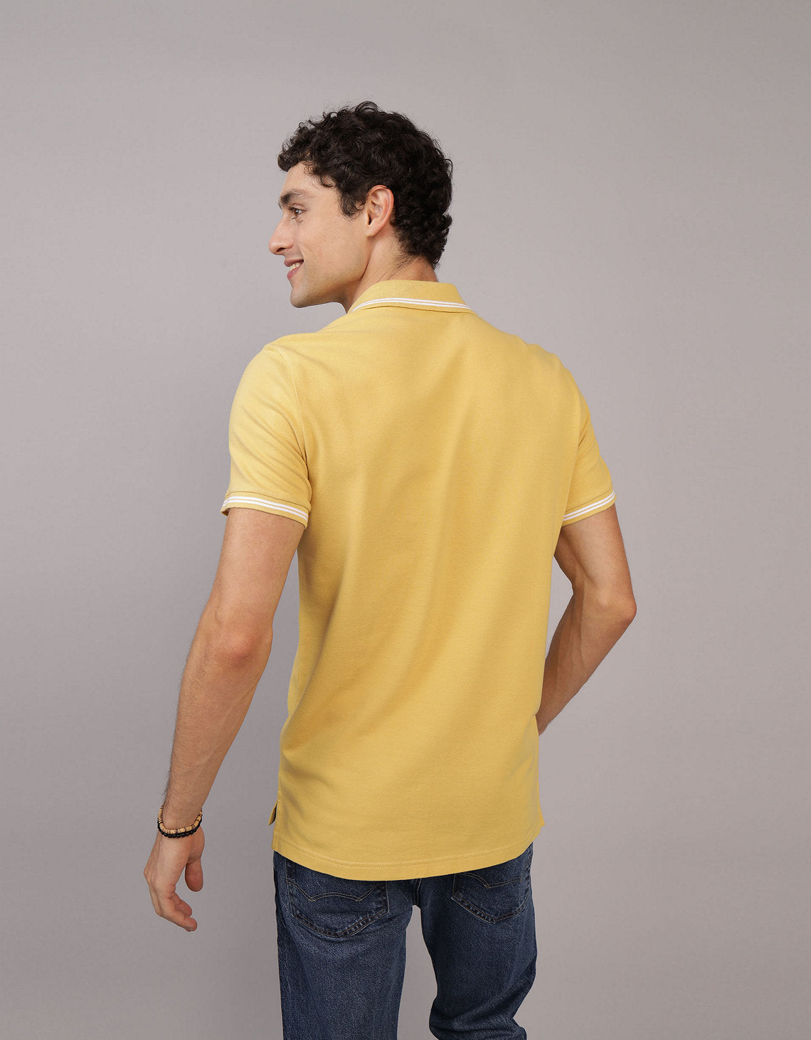 Camiseta Polo de Pique Slim Fit Ae - Dorado 1165_9150_760_ob