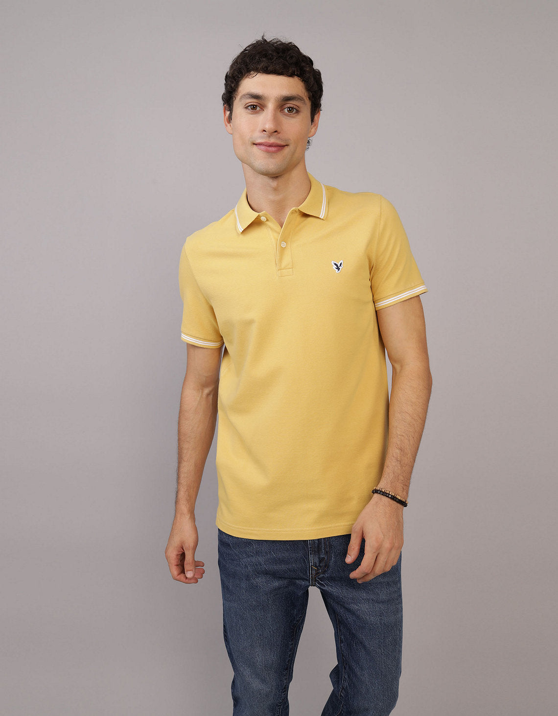 Camiseta Polo de Pique Slim Fit Ae - Dorado 1165_9150_760_of