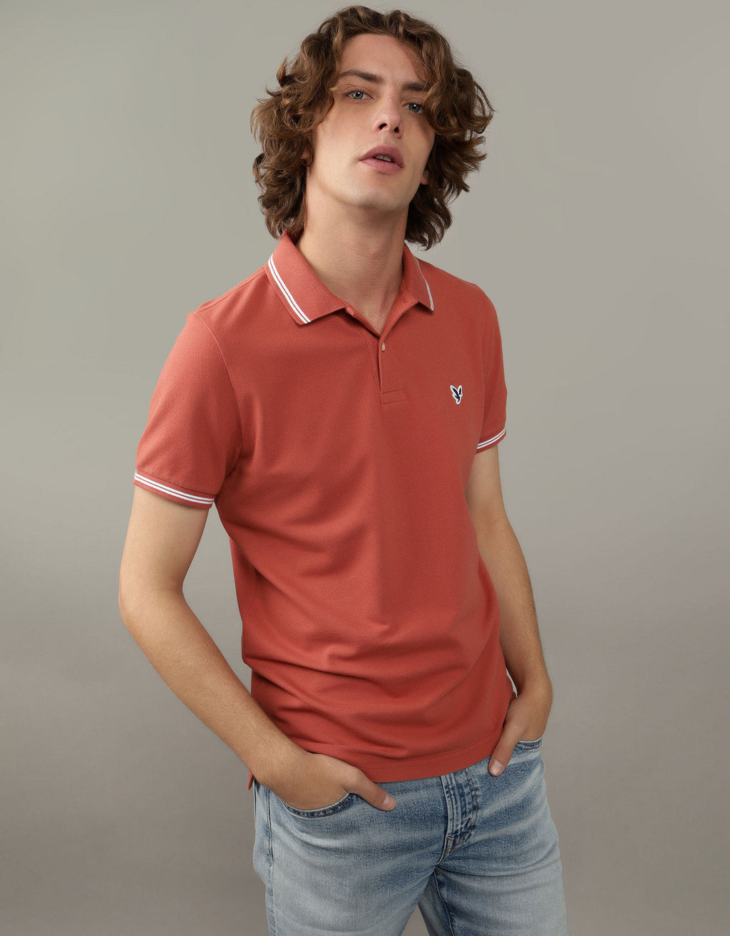 Camiseta Polo de Pique Slim Fit Ae - Café 1165_9150_812_of