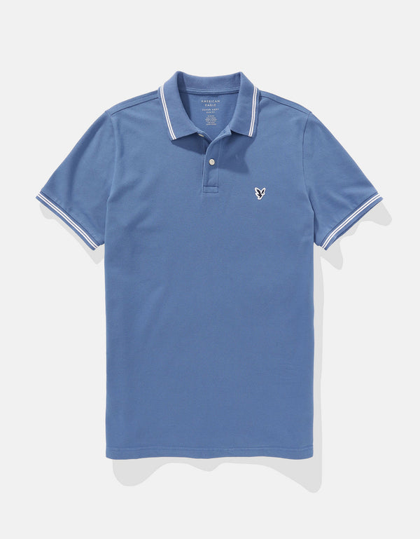 Camiseta Polo de Pique Slim Fit Ae - Azul