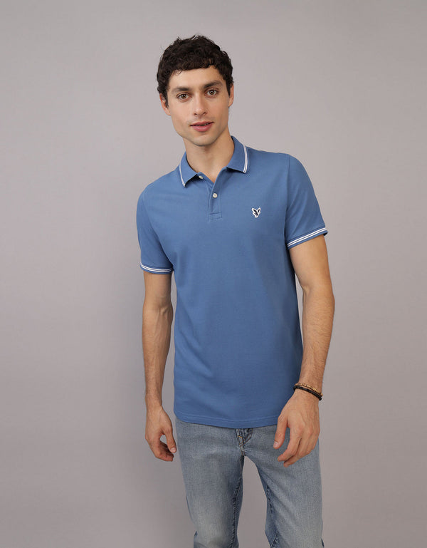 Camiseta Polo de Pique Slim Fit Ae - Azul