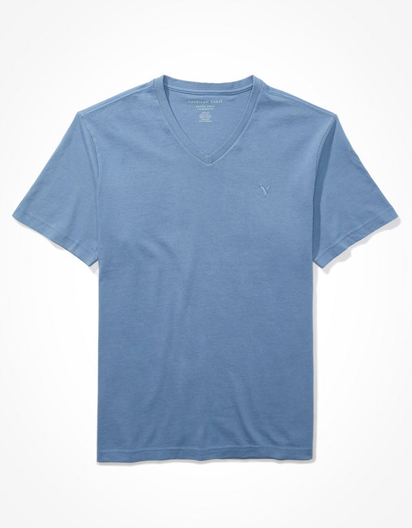 Camiseta Ae súper suave, cuello V - Azul