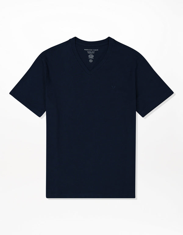 Camiseta Ae súper suave, cuello V - Azul