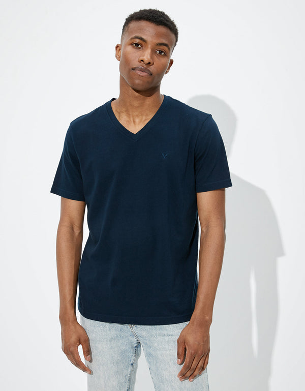 Camiseta Ae súper suave, cuello V - Azul