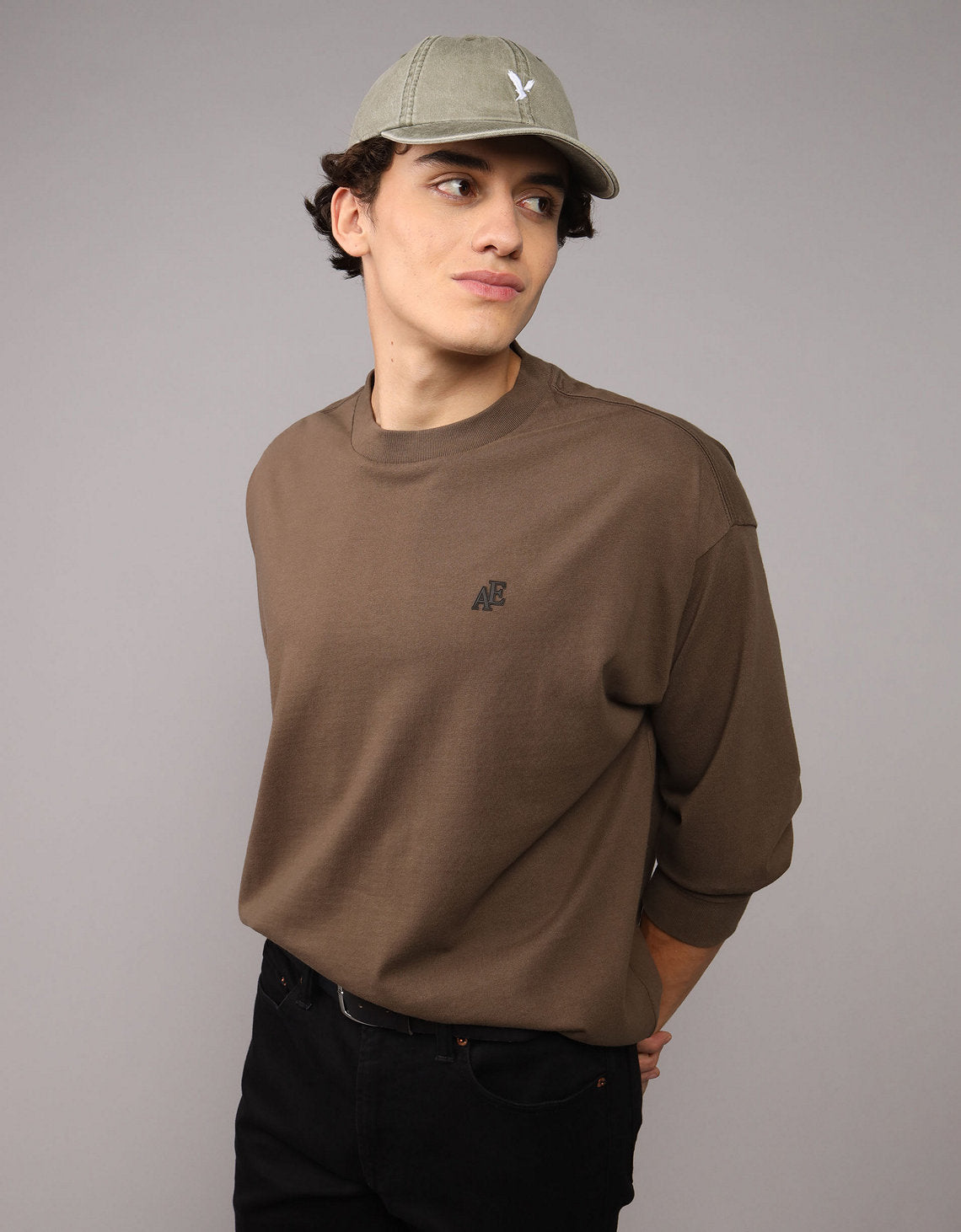 Camiseta gráfica de manga larga AE Super Soft - Café 1182_4599_227_of