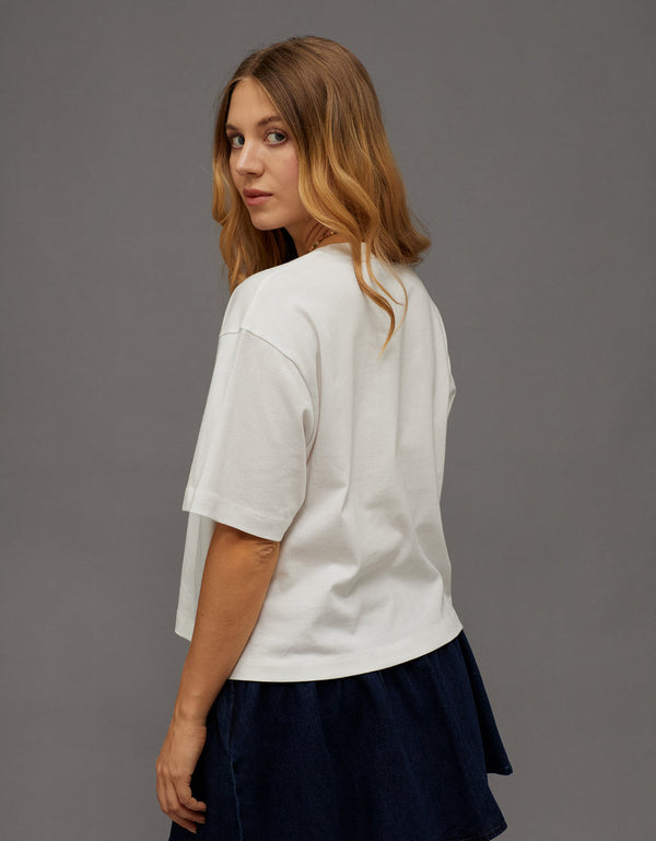 Camiseta Gráfica tipo Boxy Ae - Blanco