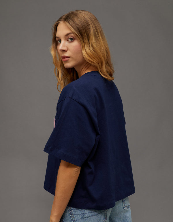 Camiseta Gráfica tipo Boxy Ae - Azul
