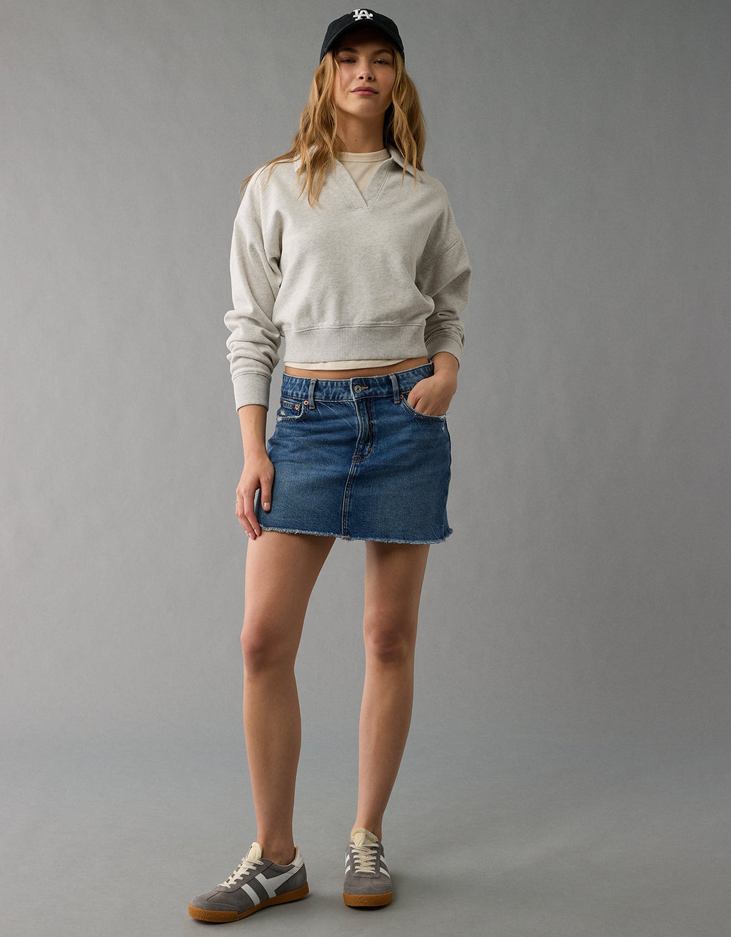 Falda en Denim mini perfecta de cintura alta AE Stretch - Generico 1313_5095_489_os