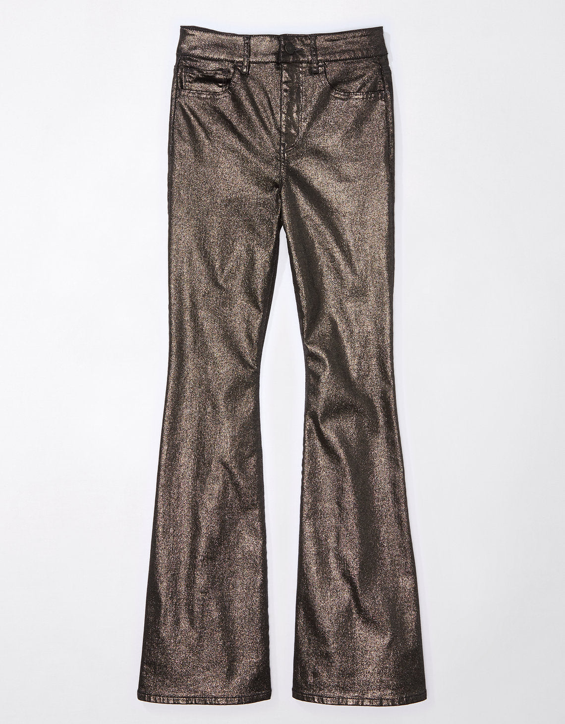 Pantalón AE Flare de cuero vegano con elástico de tiro alto - Plateado 1325_5055_013_f