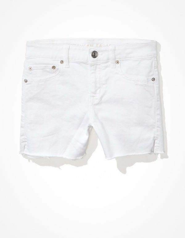 Short AE Stretch Denim Midi de tiro bajo - Blanco