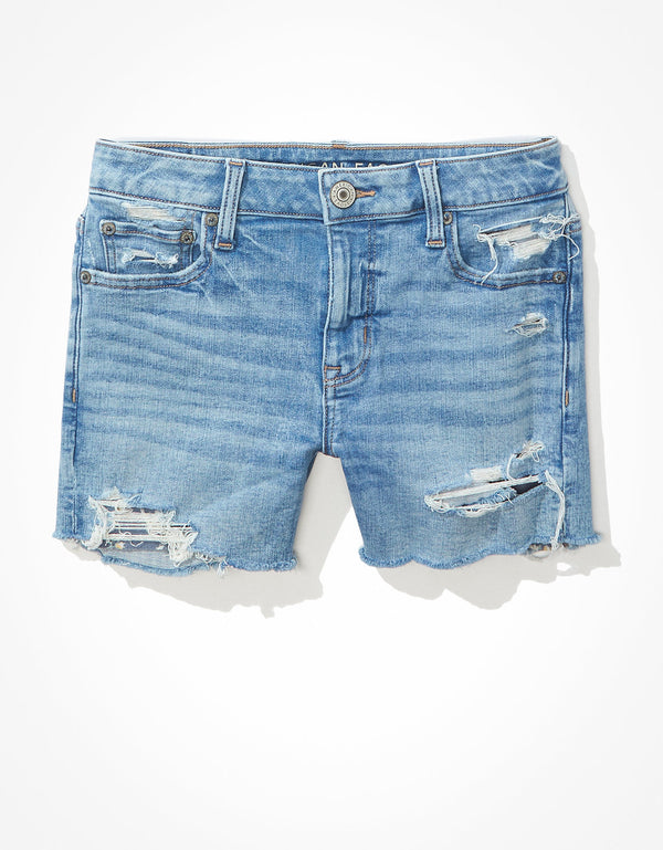 Short AE Ne(x)t Level Denim Midi de tiro bajo - Azul