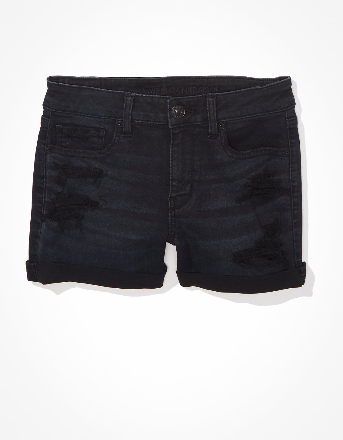 Short AE Ne(x)t Level Denim Midi de tiro bajo - Negro 1332_7045_016_f