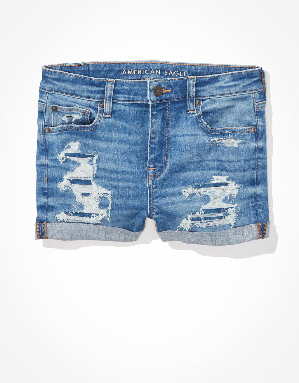 Short súper corto en denim Ae Ne(x)t Level de tiro alto - Azul 1333_7018_857_f