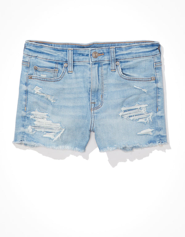 Short súper corto en denim Ae Ne(x)t Level de tiro alto - Azul