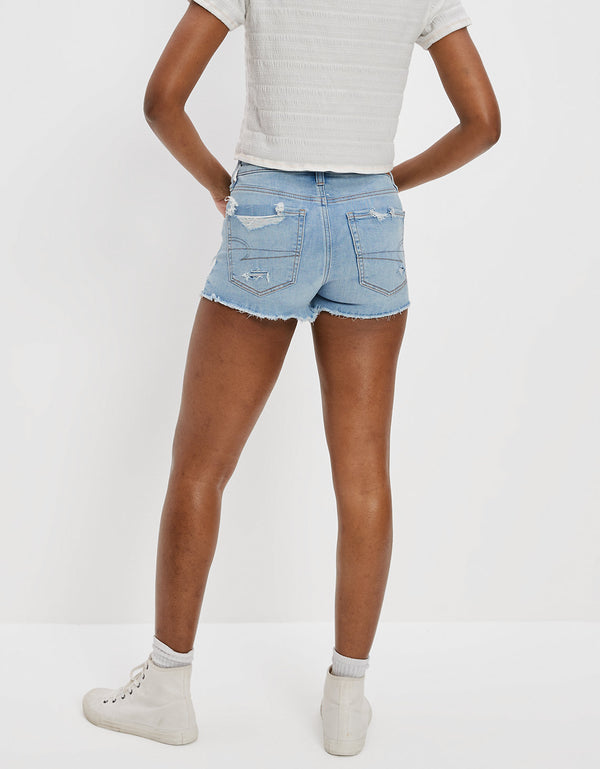 Short súper corto en denim Ae Ne(x)t Level de tiro alto - Azul