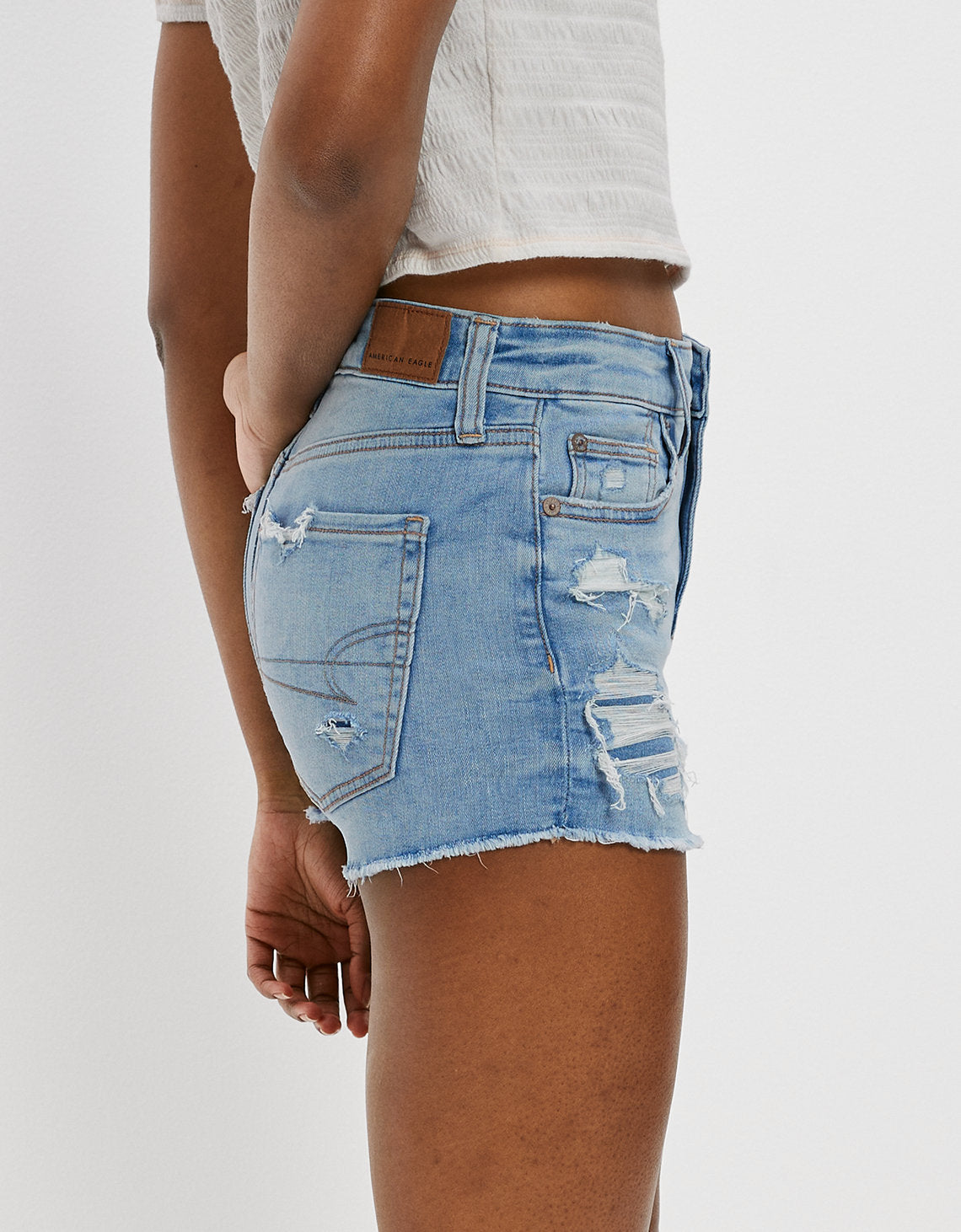 Short súper corto en denim Ae Ne(x)t Level de tiro alto - Azul 1333_7323_893_of