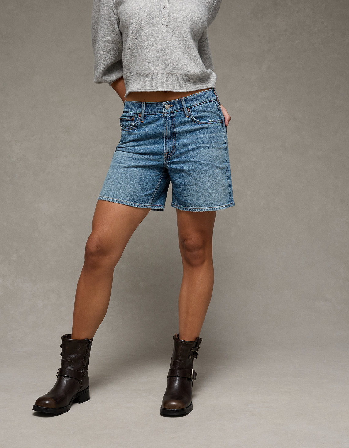 Short en Denim de Tiro Alto Ae - Azul 1335_8614_929_d2