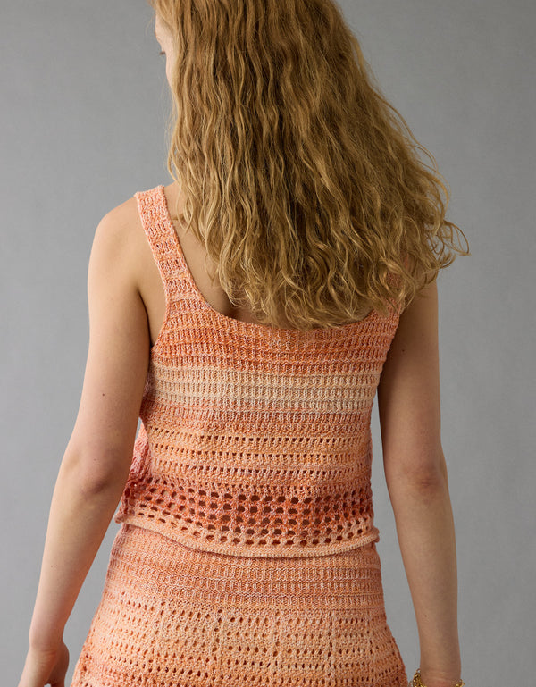 Top de tanque de crochet recortado con tinte espacial de Ae - Naranja