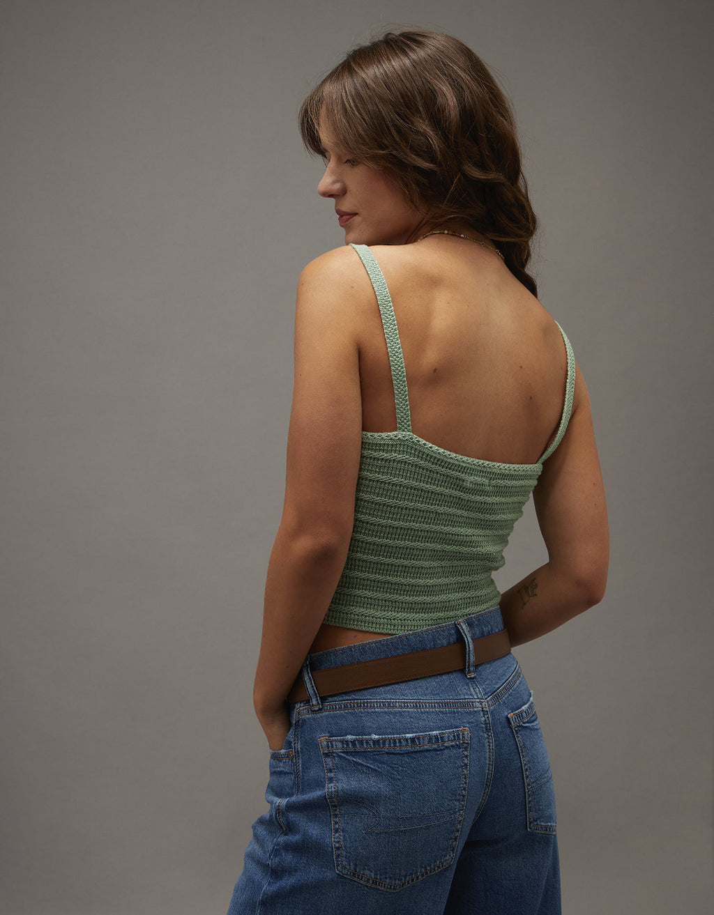 Tank Top cropped de crochet Ae - Verde 1341_1795_335_ob