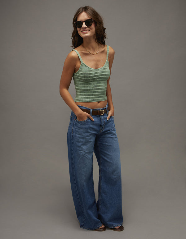 Tank Top cropped de crochet Ae - Verde