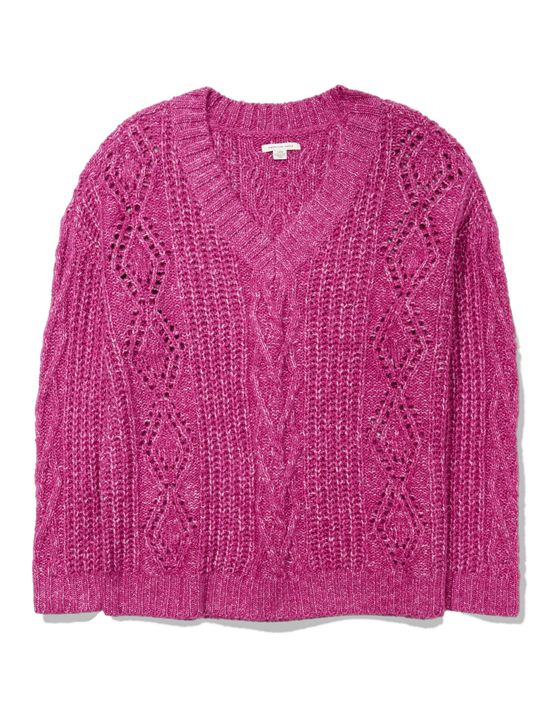 Suéter AE Oversized tejido con cuello en V - Rosa 1341_9757_615_f