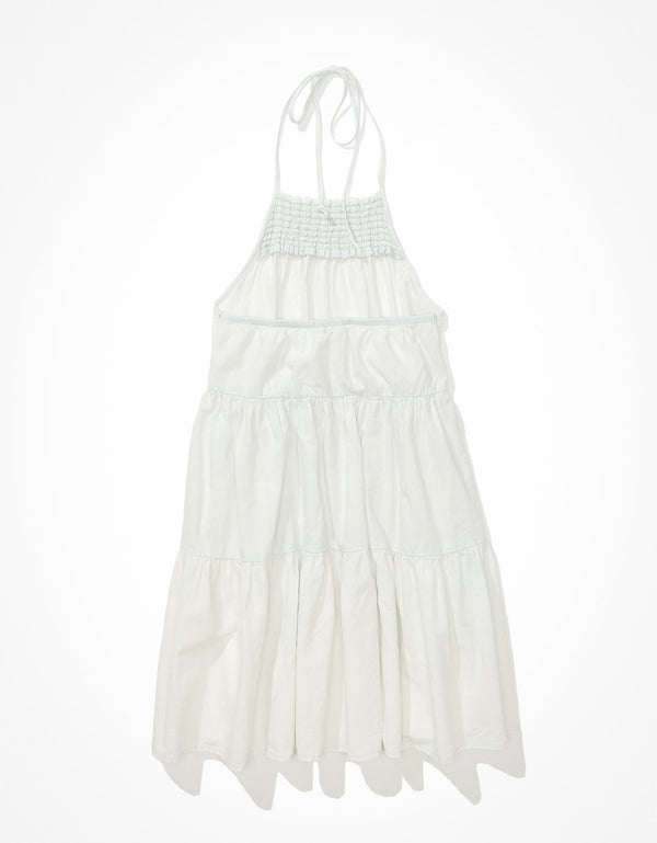 Vestido Mini AE Denim con cuello alto tipo halter - Azul