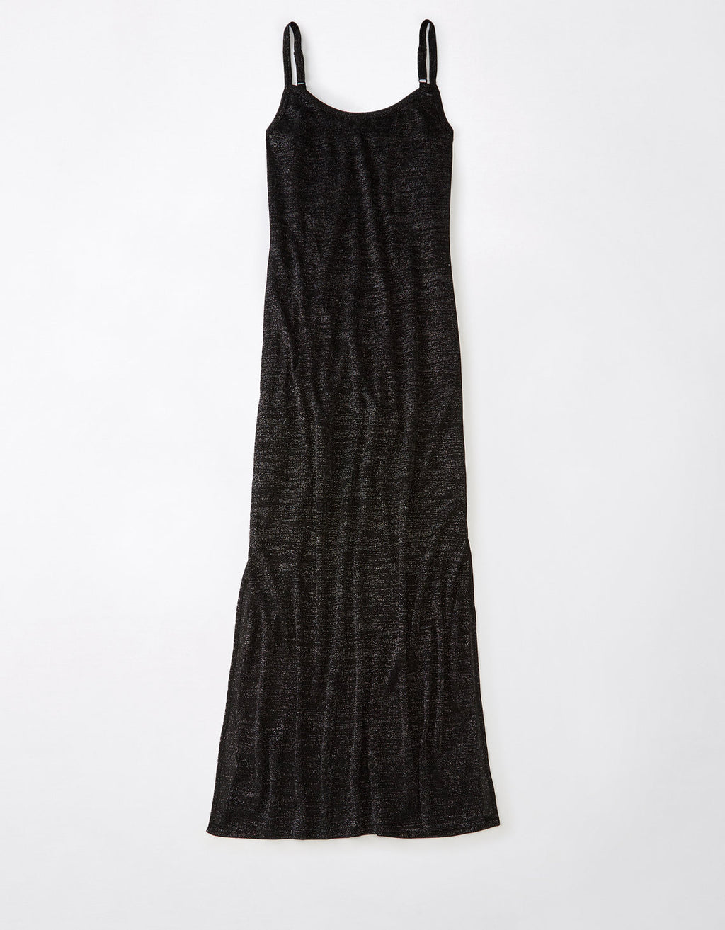 Vestido AE largo de tirantes con efecto de brillos - Negro 1399_7434_001_f