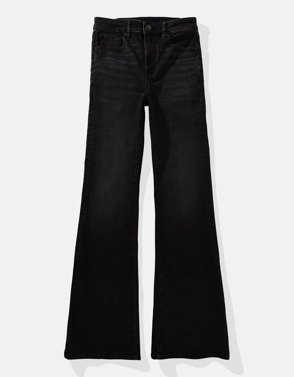 Jean Flare Tiro Alto Mujer AE - Negro