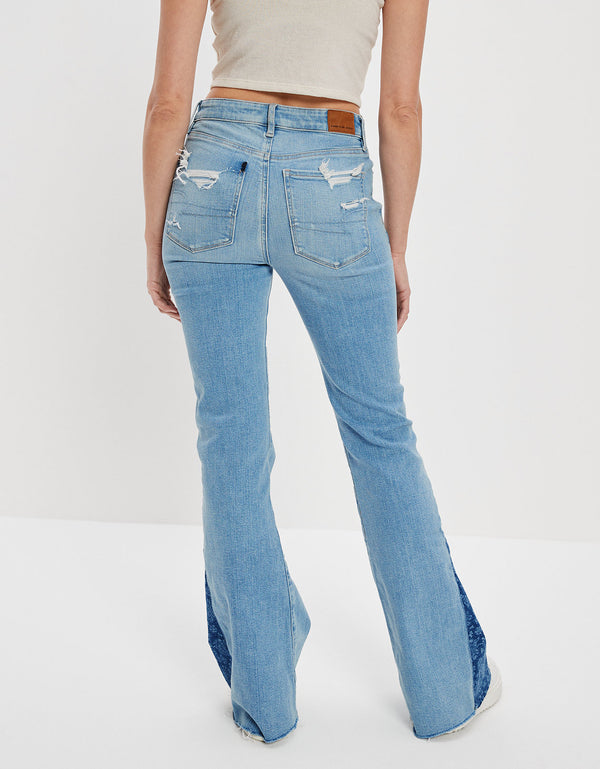 Jean Flare Tiro Alto Ae - Azul