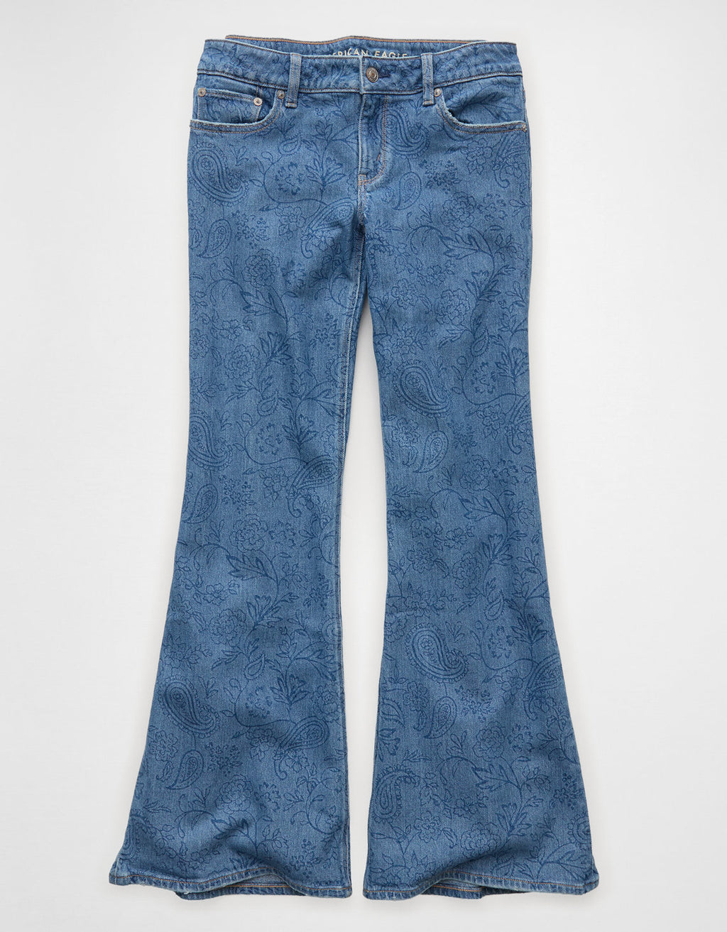 Jean Flare Tiro Bajo Floral Ae - Azul 1436_6044_475_f