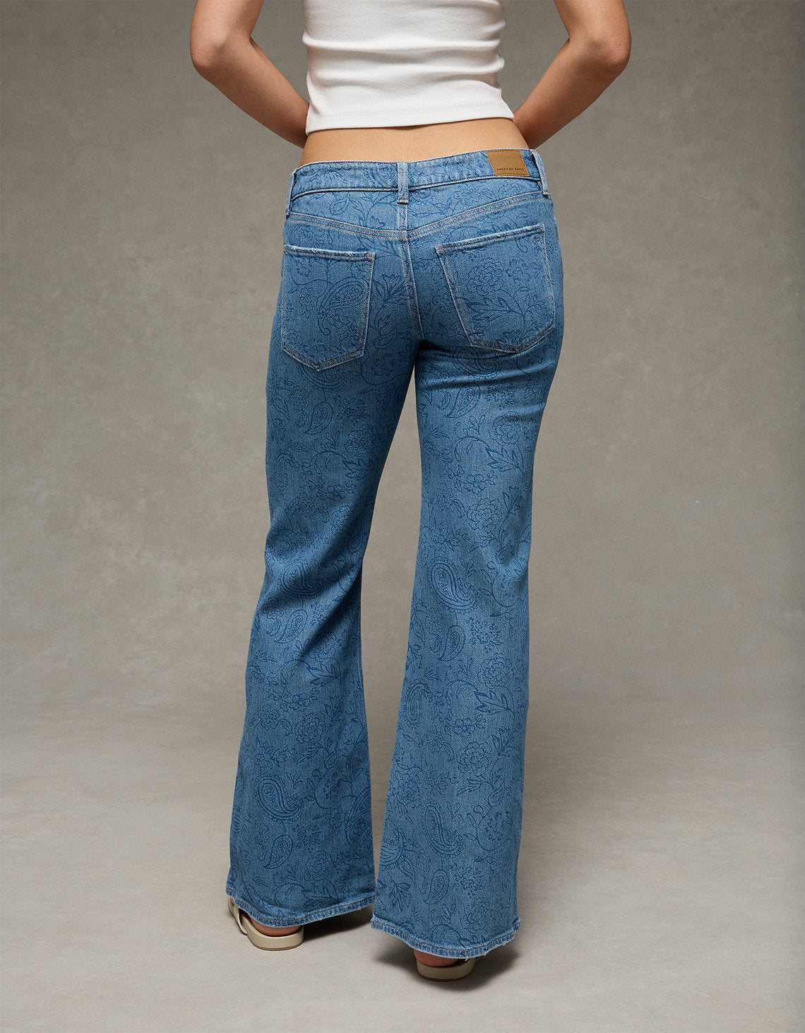 Jean Flare Tiro Bajo Floral Ae - Azul 1436_6044_475_ob