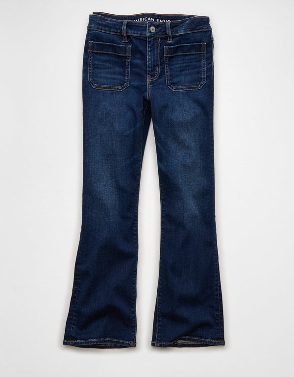Jean Crop Bootcut Kick de tiro alto Ae Next Level - Azul
