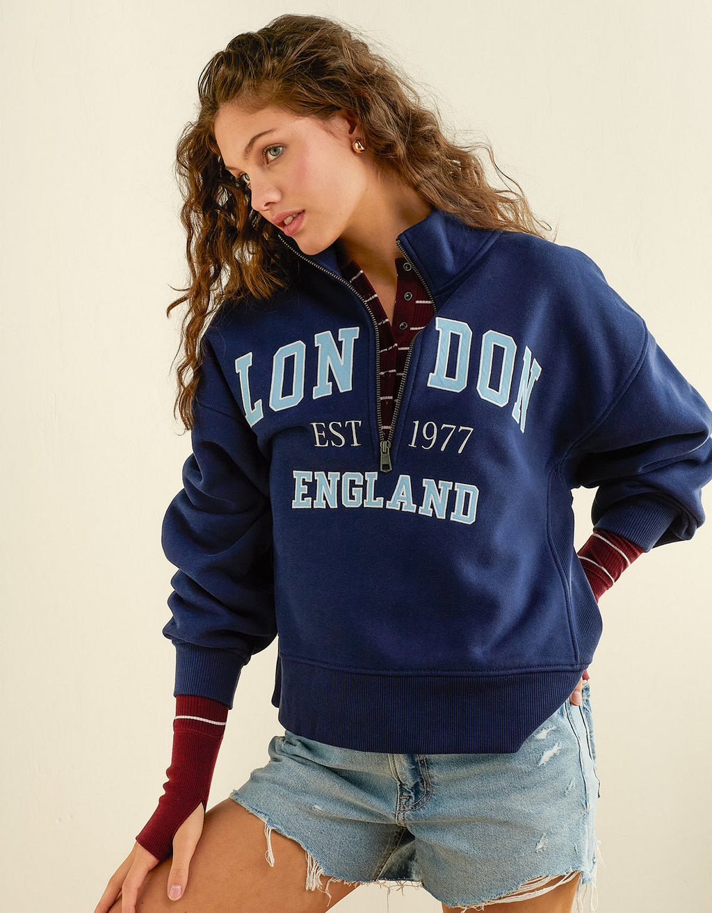 Sudadera de media cremallera de lujo diario Ae. - Azul 1455_3279_448_of