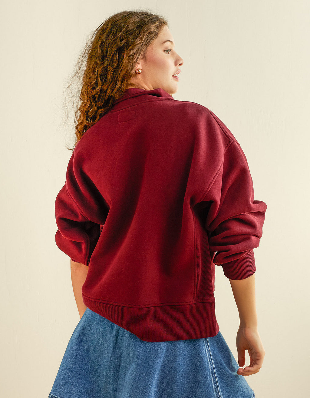 Sudadera de media cremallera de lujo diario Ae. - Vinotinto 1455_3279_601_ob