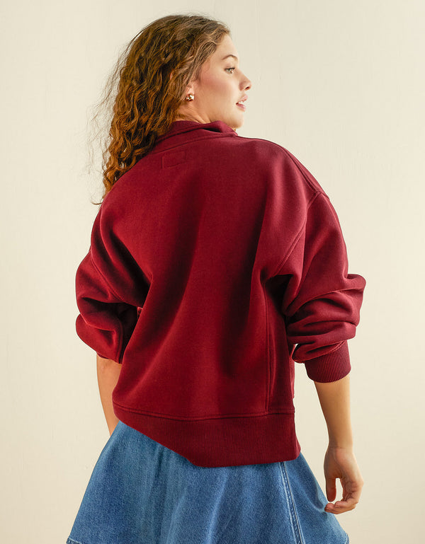 Sudadera de media cremallera de lujo diario Ae. - Vinotinto