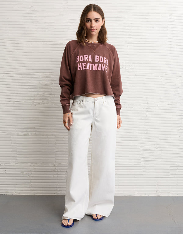 Sudadera Recortada con Corte Ceñido - Café