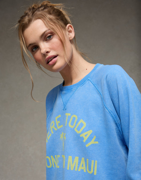 Sudadera Recortada con Corte Ceñido - Azul