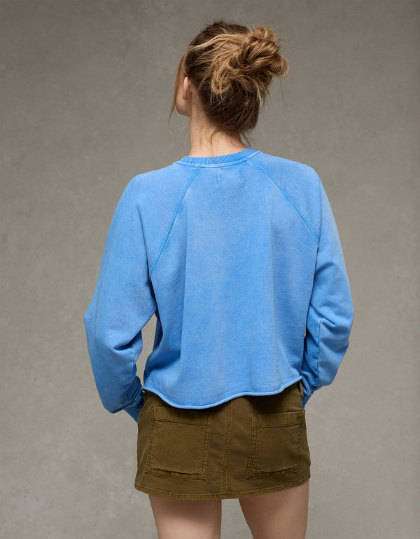 Sudadera Recortada con Corte Ceñido - Azul