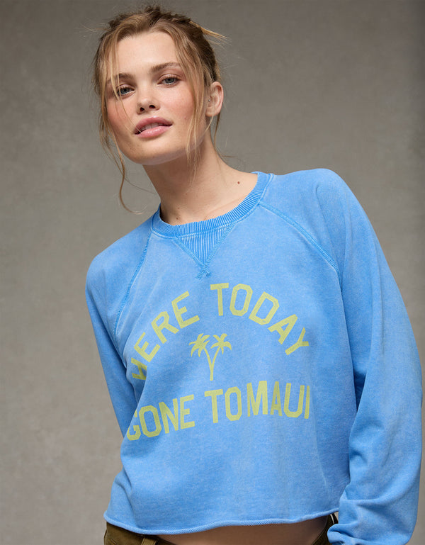 Sudadera Recortada con Corte Ceñido - Azul