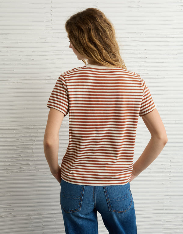 Camiseta con patrón de rayas Ae - Café