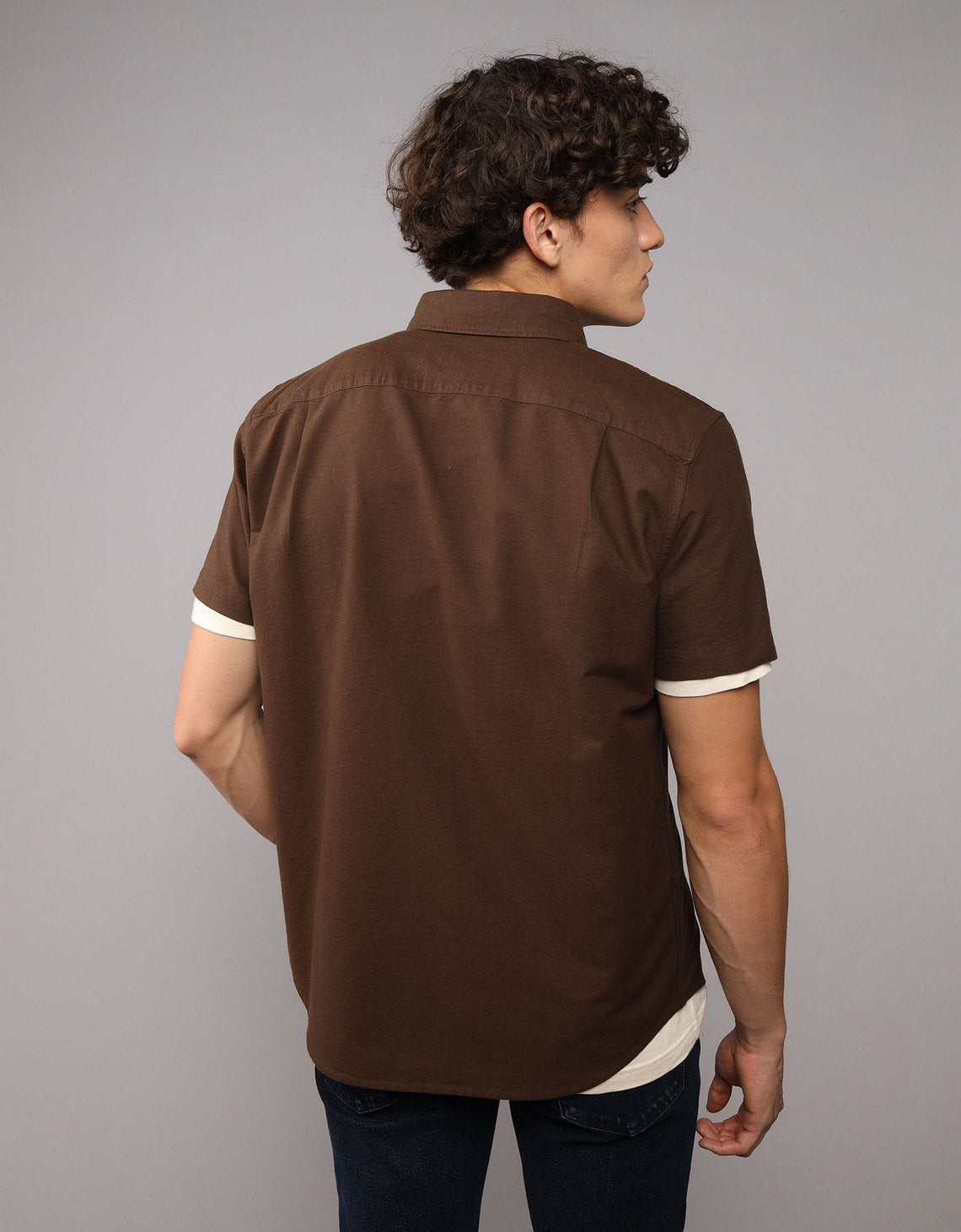 Camisa Manga Corta Ae - Café 2154_2728_285_ob